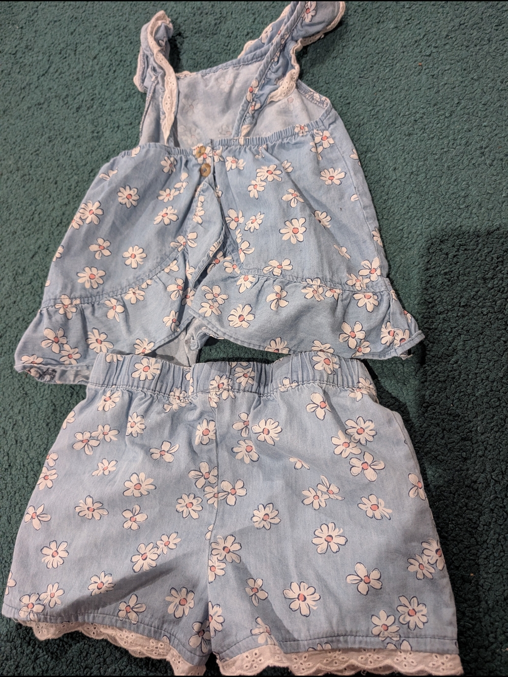 Girls Light Blue Daisy Print Shorts - Floral Kids Bottoms Little Lass Size 6